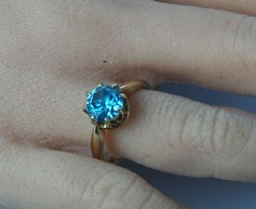 Swiss Blue Topas Ring mit 2.0 Karat, 585er Gold, Größe 54, Gewicht: 3,5g