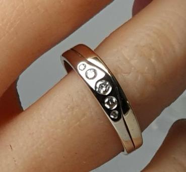 Preview: Bicolor Diamantring aus 585er Gelbgold, Größe 55, Gewicht: 3,0g