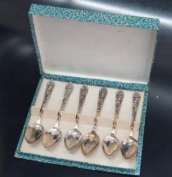 Vintage: 6x Kaffeelöffel/ Espressolöffel 800er Silber OVP in original Box, Gewicht: 76,7g