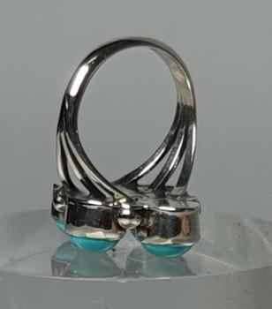 Preview: Ring aus 925er Sterlingsilber mit Türkisen, Größe 47, Gewicht: 4,2g