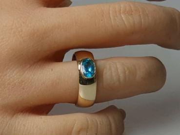 Topas Ring -Swiss Blue- aus 585er Gold, Größe 54, Gewicht: 5,2g