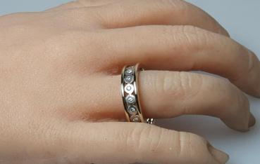 Preview: Eternity Diamantring mit 19 Diamanten aus 585er Gelb und Weißgold, Größe 63, Gewicht: 6,5g