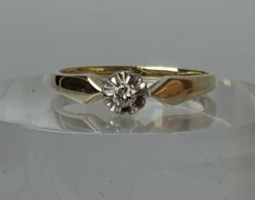 Diamantsolitär aus 585er Gold, Größe 59, Gewicht: 3,1g