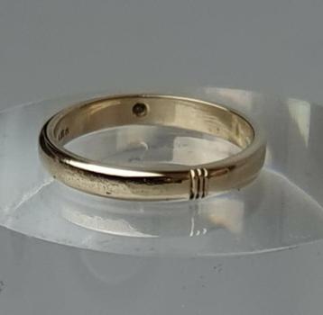 Preview: Diamantsolitär, Bandring aus 585er Gold mit Diamant 0.03 ct., Größe 53, Gewicht: 2,7g