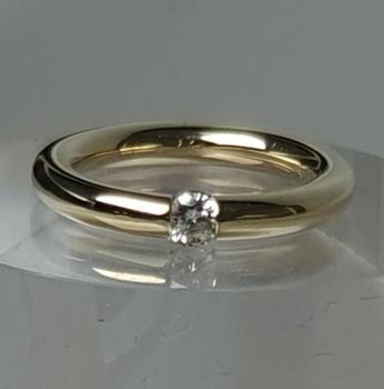 Diamant Solitärring aus 585er Gold mit Brillant 0.20 ct., Größe 52, Gewicht: 6,7g