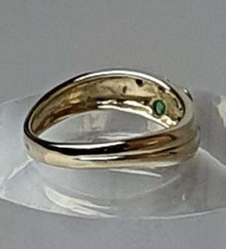 Preview: Saphir- Smaragd- Diamantring aus 585er Gelbgold, Größe 54, Gewicht: 3,0g
