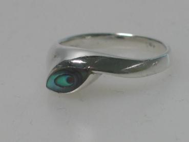 Ring aus 925er Sterlingsilber mit grünem Schmuckstein, Größe 49, Gewicht: 3,5g