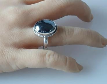 Hämatit Silberring aus 925er Sterlingsilber, Größe 66, Gewicht: 7,1g