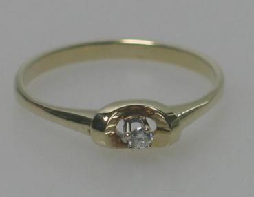 Feiner Diamantsolitär aus 585er Gold, Größe 54, Gewicht: 1,8g