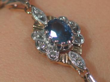 Saphir- Diamantarmband aus 585er Rotgold und Weißgold, Länge: 18,7 cm, Gewicht: 17g