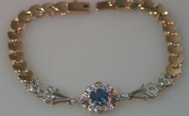 Preview: Saphir- Diamantarmband aus 585er Rotgold und Weißgold, Länge: 18,7 cm, Gewicht: 17g