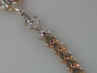 Saphir- Diamantarmband aus 585er Rotgold und Weißgold, Länge: 18,7 cm, Gewicht: 17g