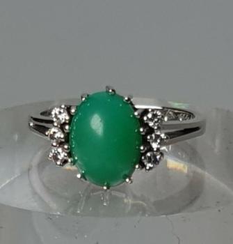 Preview: Chrysopras- Diamantring aus 585er Gelbgold, Größe 51, Gewicht: 4,0g