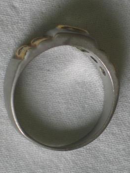 Eleganter Ring Bicolor mit Zirkonia, 20 mm Innendurchmesser, Gewicht: ca. 5,1 Gramm
