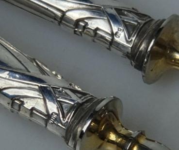 Preview: Antiksilber: Fleischgabel und Sossenlöffel, 800er Silber, Gewicht: 128,0g