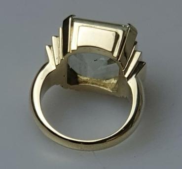 Vintage: Aquamarin Ring im Emeraldschliff, 585er Gold, Größe 53, Gewicht: 15,7g