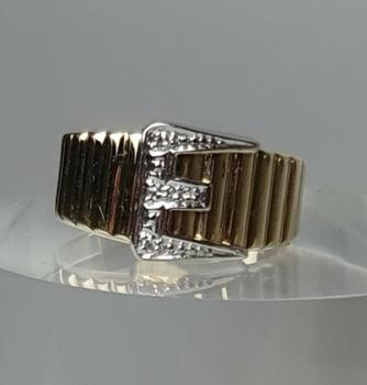 Preview: Ring "Gürtel" aus 585er Gold mit 3 Diamanten 0.03 ct. , Größe 52, Gewicht: 3,4g