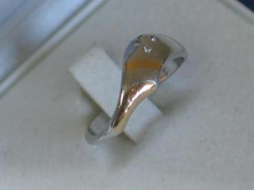 Preview: Ring aus 950er Platin mit Gelbgoldeinlagen und 3 Diamanten, Größe 54 , Gewicht: 3,1g