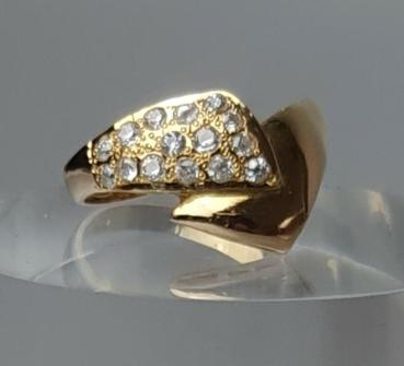 Ring aus 21 karätigem Gelbgold mit Schmucksteinen, Größe 51, Gewicht: 3,4g