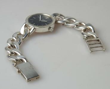 Preview: Vintage Armbanduhr "Arthur Möhrle", 835er Silber, Panzerkette Gewicht: 82,6g