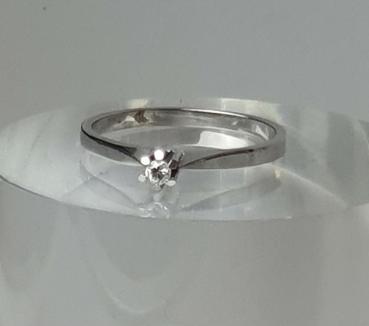 Diamantsolitär aus 585er Weißgold mit Diamant 0.05 ct., Größe 51, Gewicht: 1,7g