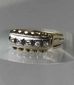 Antikschmuck Diamantring mit Altschliffdiamanten, 585er Gold, Größe 50, Gewicht: 4,0g