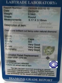 Preview: Natürlicher Diamant im Brillantschliff. 0.54 ct / si3 mit LGL Diamond Report