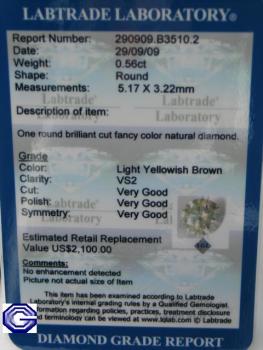 Preview: Natürlicher Diamant im Brillantschliff. 0.56 ct / vs2 mit LGL Diamond Report