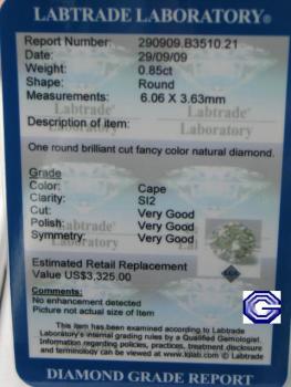 Preview: Natürlicher Diamant im Brillantschliff. 0.85 ct / si2 mit LGL Diamond Report