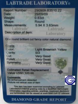 Preview: Natürlicher Diamant im Brillantschliff. 0.83 ct / si3 mit LGL Diamond Report