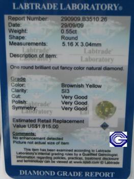 Preview: Natürlicher Diamant im Brillantschliff. 0.55 ct / si3 mit LGL Diamond Report