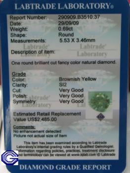 Preview: Natürlicher Diamant im Brillantschliff. 0.69 ct / si2 mit LGL Diamond Report