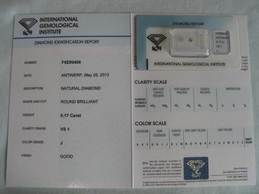 Preview: Diamant im Brillantschliff 0.17 ct / VS1 / J / Good / mit IGI Report