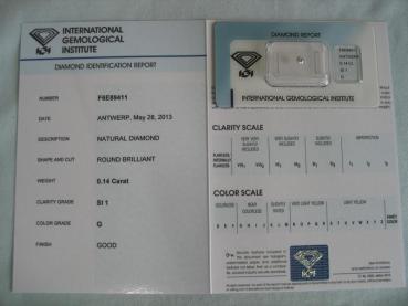 Preview: Diamant im Brillantschliff 0.14 ct / SI1 / G / Good / mit IGI Report