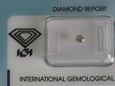 Diamant im Brillantschliff 0.16 ct / SI2 / L, Faint Brown / Good / mit IGI Report