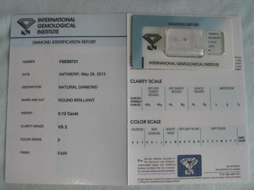 Preview: Diamant im Brillantschliff 0.12 ct / VS2 / F / Fair / mit IGI Report