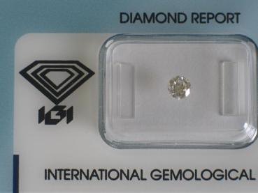 Diamant im Brillantschliff 0.30 ct / VVS2 / H / VG/ VG / G/ mit IGI Report