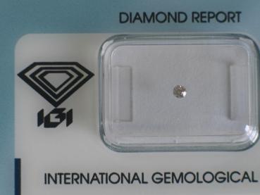Diamant im Brillantschliff 0.05 ct / VVS2 / E / Good / mit IGI Report