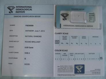 Preview: Diamant im Brillantschliff 0.05 ct / VVS2 / G / Good / mit IGI Report