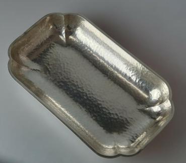 WMF Gebäckschale, Hammerschlag, rechteckig, Silberteller 835er Silber, 13,7x22,7 cm, Gewicht: 283,0g