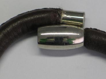 Akzent Unisex Lederarmband -dunkelbraun- mit Edelstahlelement, Magnetverschluss, 21 cm