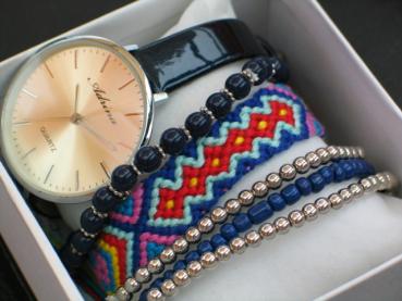 Preview: Adrina Damenuhr mit 5 Schmuckarmbändern
