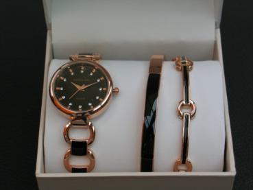 Preview: Excellanc Damenuhr mit 2 Armreifen, rosegoldfarbig
