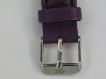 Akzent Damenuhr mit Kunstlederband, lila, Schmucksteinbesatz