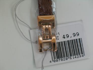 MC Damenuhr mit Schmucksteinbesatz und echt Leder/Metallband