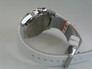 Attractive Damenuhr mit Kunstlederband, gelbgoldene Lünette