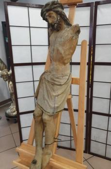 Holzskulptur "Jesus Christus" 18. Jh. Große Holzbildhauerei