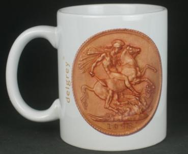 Preview: "Sovereign Georg V" Kaffeebecher delgrey, 11 fl oz. Keramik weiß