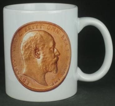 "Sovereign Edward VII" Kaffeebecher delgrey, 11 fl oz. Keramik weiß