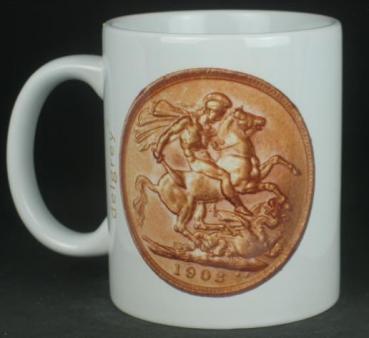 "Sovereign Edward VII" Kaffeebecher delgrey, 11 fl oz. Keramik weiß